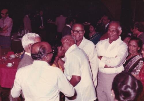 The Ambis being congratulated by nephew K.K. Pillay, cousin Selvaratnam and good friend Vijianathan